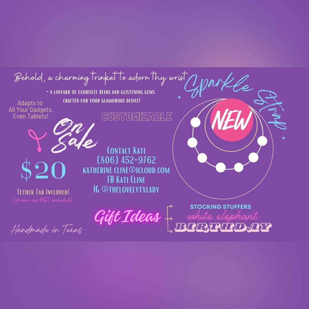 The Sparkle Strap, hand made, sparkly beady lanyard for your phone!